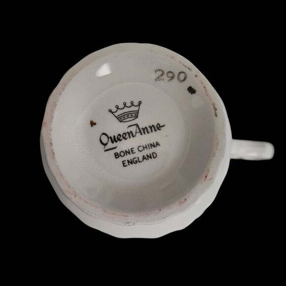 Queen Anne Bone China England Rose Teacup & Saucer Set Gold Trim - Picture 9 of 9